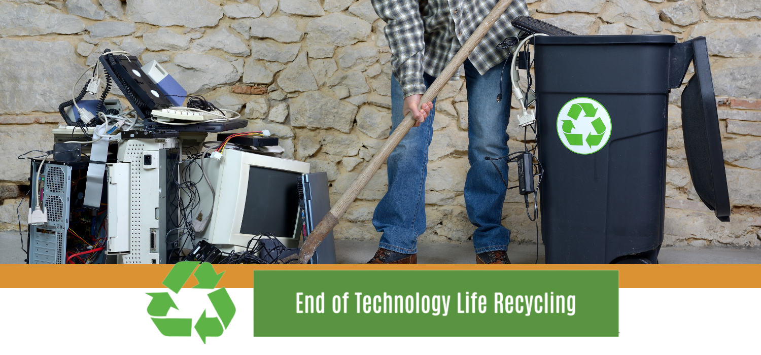 man recycling old electronics